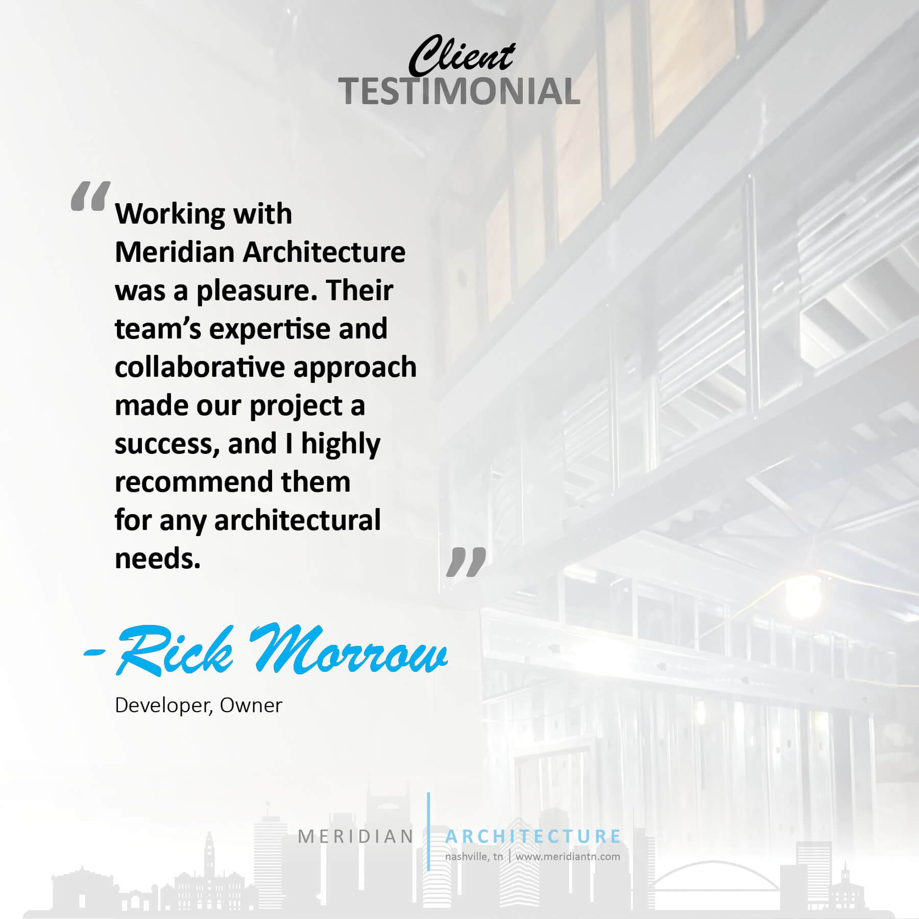 Client testimonial — Rick Morrow
